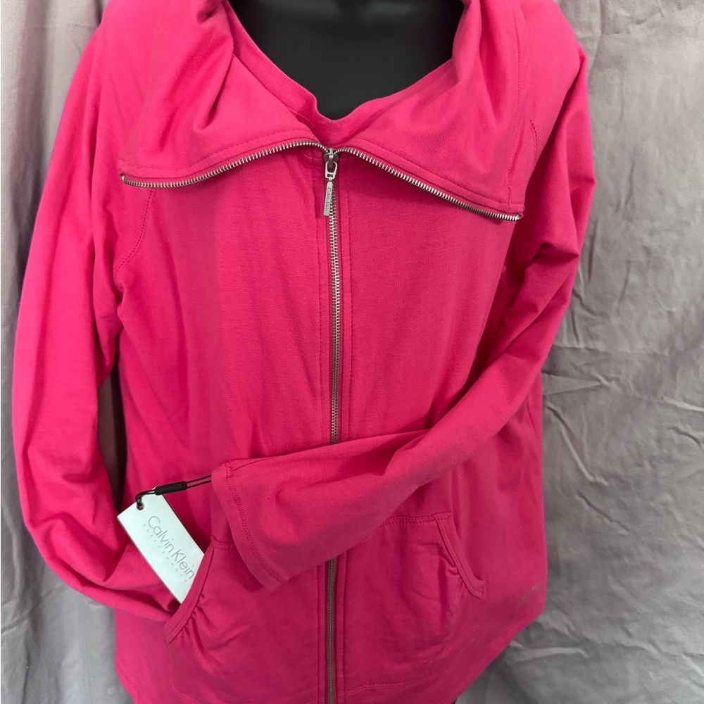 Calvin Klein 2 piece set Hot Pink Zip Hoodie Jacket and matching t-shirt